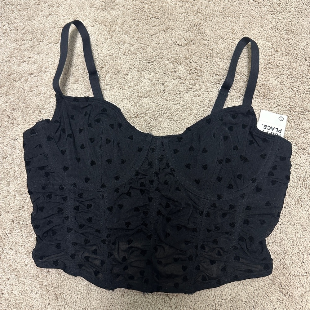 NWT Gilly Hicks Black Heart Pattern Corset